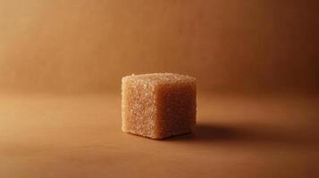 A small piece of sugar on a brown surface photo