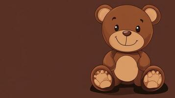 A cartoon brown teddy bear sitting on a brown background photo