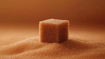 A brown sugar cube sitting on top of sand photo