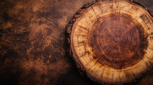 A close up of a tree stump on a brown background photo