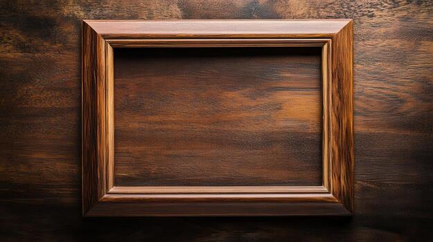 un de madera marco en un oscuro antecedentes foto