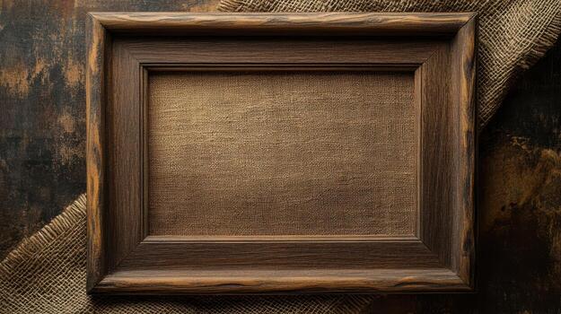 un vacío de madera marco en un oscuro antecedentes foto