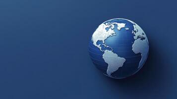 A blue globe with a white outline on it photo