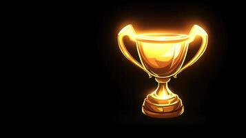 Golden trophy symbolizing achievement and success with a glowing effect against a black background photo