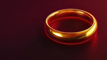 A golden ring on a red background photo