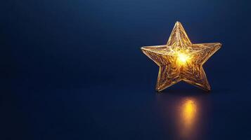 Decorative star with warm light glowing against a blue background creating a cozy atmosphere for festive celebrations photo