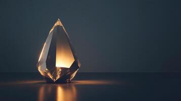 Stunning crystal sculpture with warm light showcasing artistic design in a modern indoor setting photo
