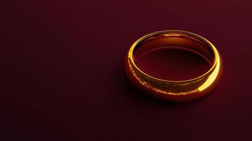 Unique golden ring resting on a deep red background showcasing craftsmanship and elegance in jewelry design photo