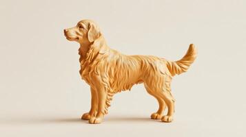 Golden dog figurine stands elegantly against a neutral background showcasing its detailed fur texture and charming expression photo