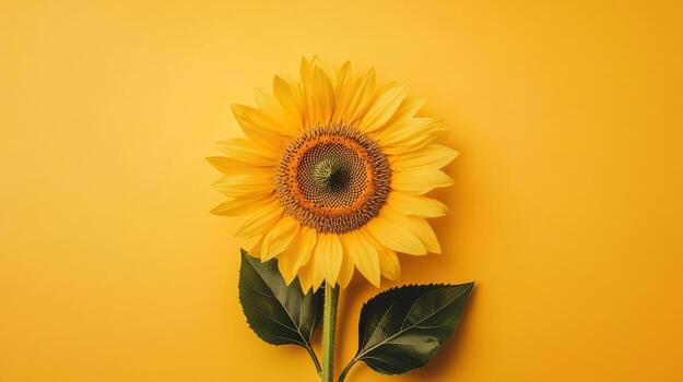 Sunflower blooms with vibrant yellow petals against a complementary yellow backdrop in a bright and cheerful setting photo