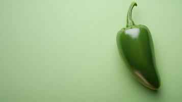 Fresh green jalapeno pepper on a vibrant green background showcasing natural color and texture photo