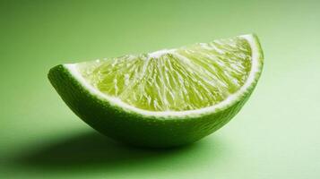 Fresh lime slice on a green background showcasing vibrant color and texture photo