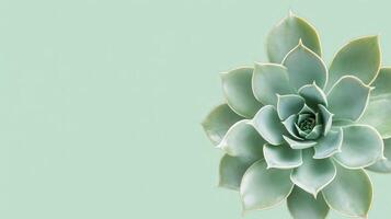 Beautiful succulent plant against a soft green background showcasing its intricate leaf patterns and textures in bright light photo