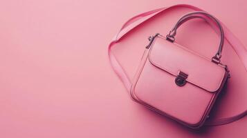 A pink purse on a pink background photo