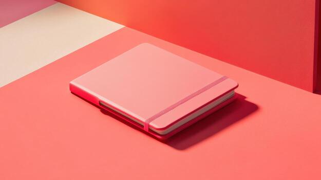 A pink notebook on a pink background photo
