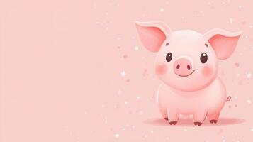 Pink pig on a pink background photo