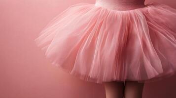 Soft pink tutu creating a whimsical atmosphere in a dance studio with pastel walls photo