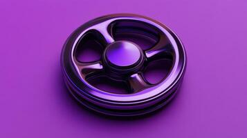Decorative wheel with a glossy finish and vibrant purple background enhances modern design aesthetics photo