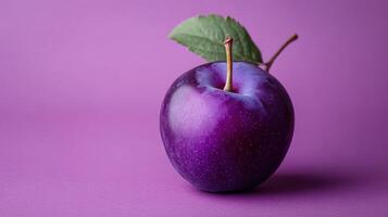 A purple plum on a purple background photo