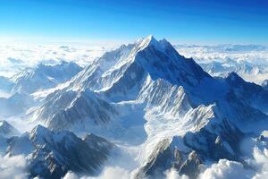 K2 mountain peak soaring above clouds in the karakoram range photo