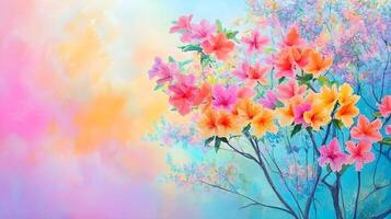 Bright and Colorful Floral Arrangement in Soft Pastel Background photo