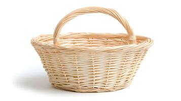 Natural Woven Basket with Handle for Home Decor and Storage Use photo