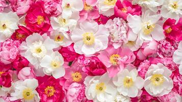 Colorful Floral Background of Pink and White Spring Blooms photo