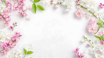 Bright Floral Arrangement on White Background for Spring Designs photo