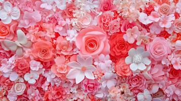 Delicate Pink and White Paper Flowers Arrangement on a Soft Background photo