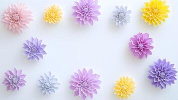 Colorful Paper Flowers Arrangement on a Light Background photo