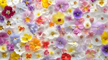 Beautiful Colorful Floral Background with Various Flower Types photo