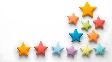 Colorful Star Shape Arrangement on White Background for Design Use photo