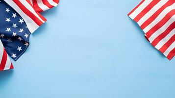 American Flags on Light Blue Background for Patriotic Themes photo
