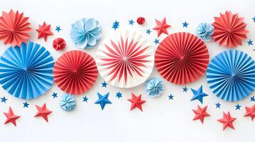 Decorative Paper Fans in Red, White, and Blue for Celebrations photo