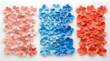 Colorful Paper Flowers Arranged in a Decorative Floral Pattern photo
