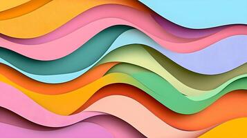 Colorful Waves of Paper Layers Creating a Vibrant Abstract Background photo