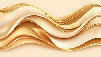 Elegant Flowing Waves in Soft Cream and Gold Tones for Background photo