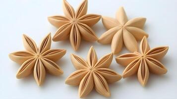 Delicate Wooden Flower Shapes Displayed on a Light Background photo