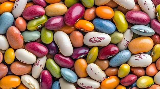 Colorful Variety of Beans in an Abundant Display on Surface photo