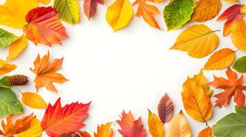 Colorful Autumn Leaves Framing a Blank Space for Creative Use photo