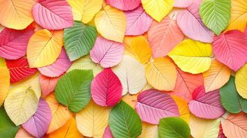 Colorful Autumn Leaves Spread Across a Vibrant Background photo