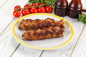 Chicken kebab minced meat and spices photo
