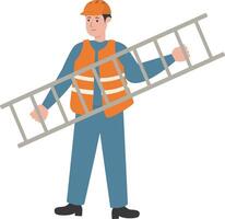 Man Builder Holding Ladder vector