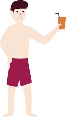 Men Summer Beach with Juice
