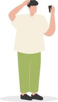 Man Carrying Phone for Selfie vector