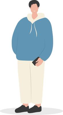 Men Carrying Phone with Blue Jacket