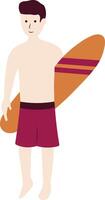 Man Summer Beach with Surfboard vector