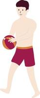 Man Summer Beach with Ball vector