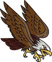 an eagle flying with its wings spread out vector