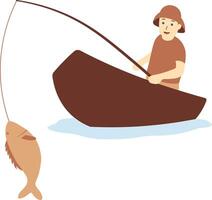 Fisherman Character with Cartoon Design vector